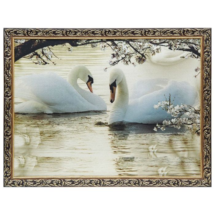 Гобеленовая картина "Лебеди" 64х84 см рамка микс