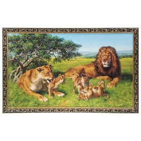 Картина "Львиная семья" 67х107 см