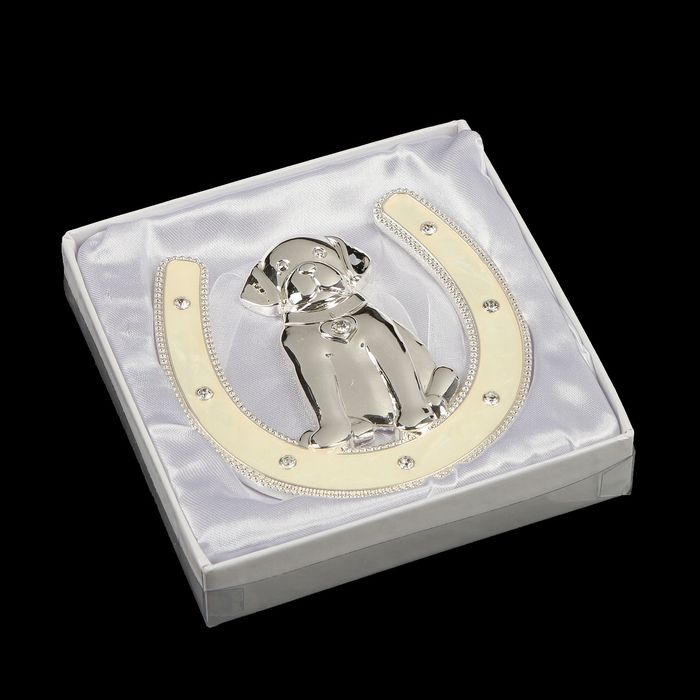 Сувенир-подкова «Щеночек», с эмалью и кристаллами Сваровски