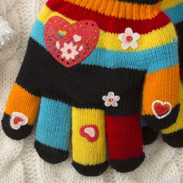 Перчатки детские двуслойные Collorista "Сердце", размер 16 (р-р произв. 8), цвет чёрный