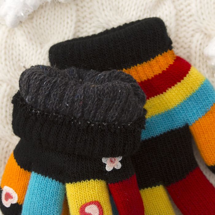 Перчатки детские двуслойные Collorista "Сердце", размер 16 (р-р произв. 8), цвет чёрный