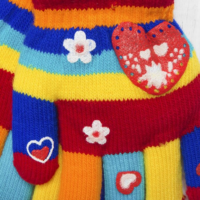 Перчатки детские двуслойные Collorista "Сердце", размер 16 (р-р произв. 8), цвет красный