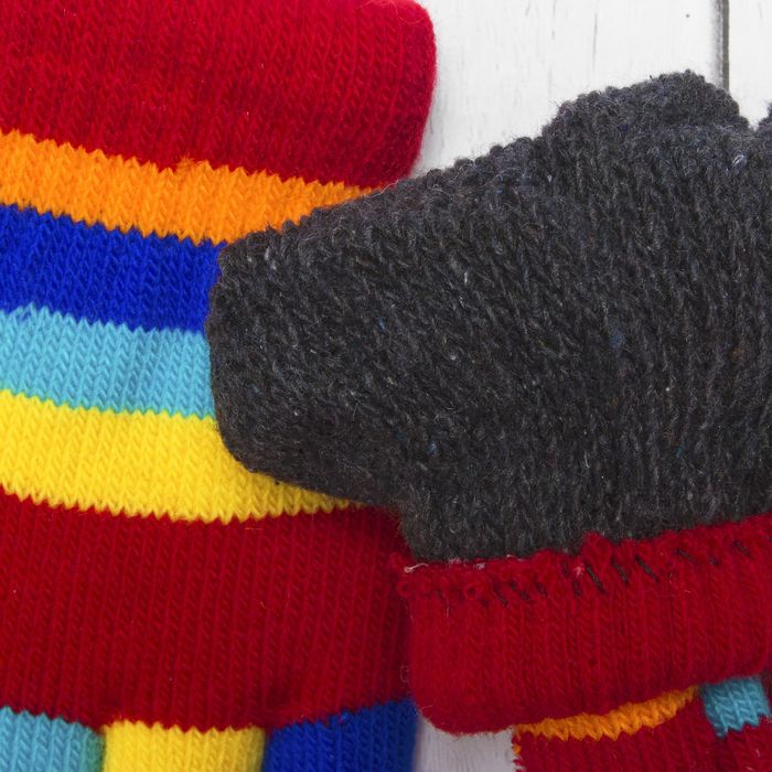 Перчатки детские двуслойные Collorista "Сердце", размер 16 (р-р произв. 8), цвет красный