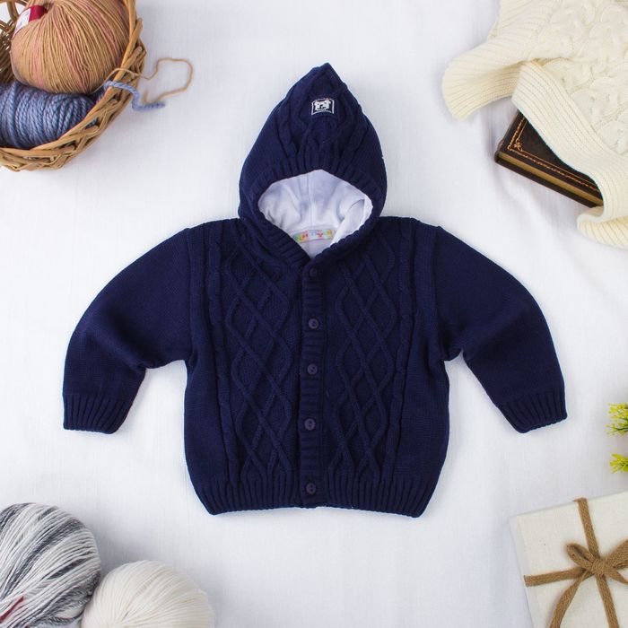 Кардиган детский "Корона", рост 92-98 см, цвет синий 02347 _М