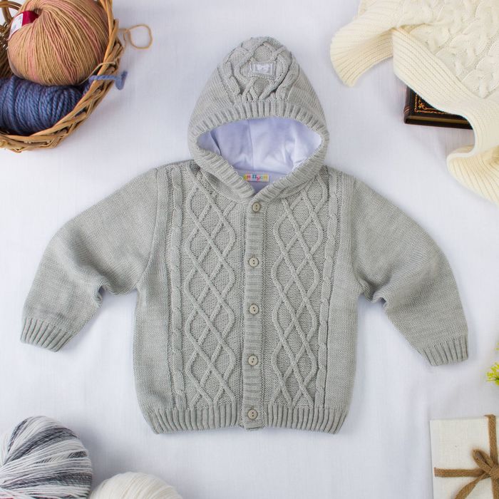 Кардиган детский "Корона", рост 92-98 см, цвет серый 02347 _М