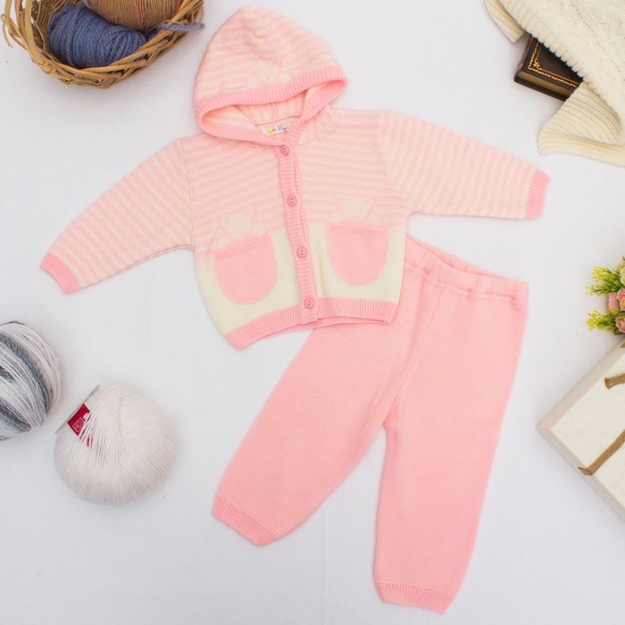 Комплект детский "Мишка в кармане", рост 80-86 см, цвет розовый 10411 _М