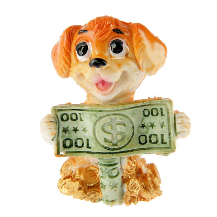 Сувенир полистоун "Шарик с долларами и монетами" МИКС 6х3,5х3 см