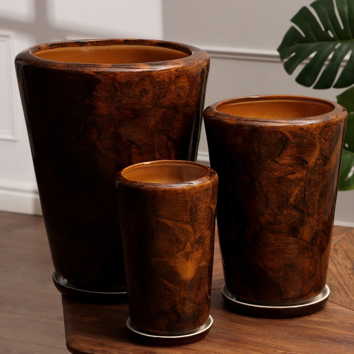 Набор горшков 3шт. "Конус" коричневый