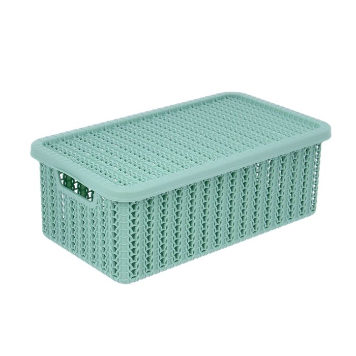 Корзина с крышкой 3 л "Вязание", цвет фисташковый