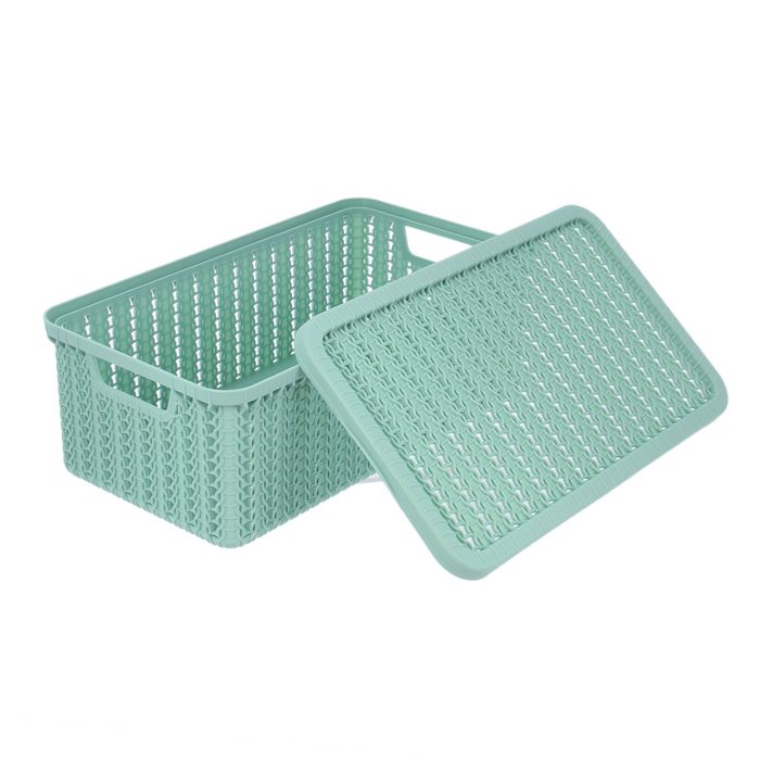 Корзина с крышкой 3 л "Вязание", цвет фисташковый