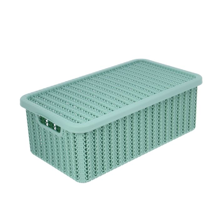 Корзина с крышкой 6 л "Вязание", цвет фисташковый