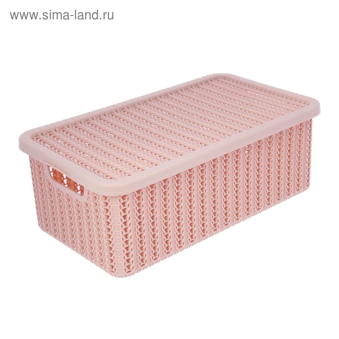 фото Корзина для хранения с крышкой idea «вязание», 6 л, 35×20×13 см, цвет розовый