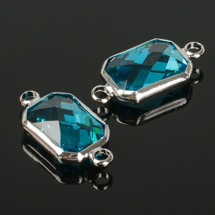 Коннектор (набор 4 шт), 10*14мм, цвет голубой в серебре