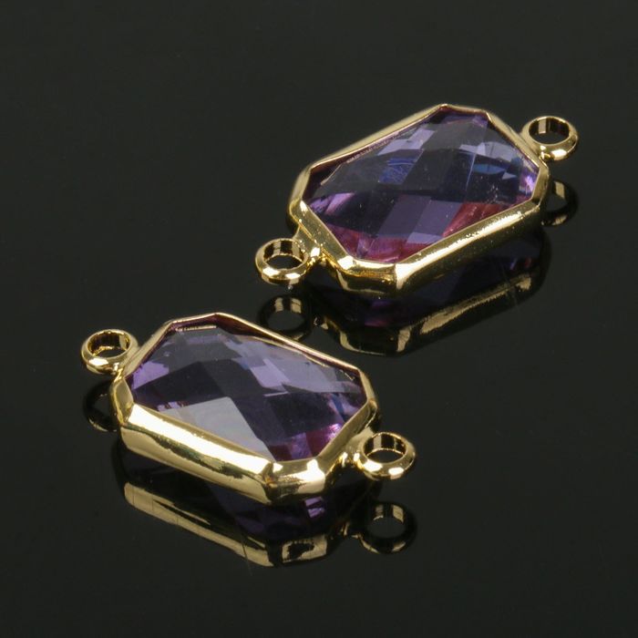 Коннектор (набор 4 шт), 10*14мм, цвет сиреневый в золоте