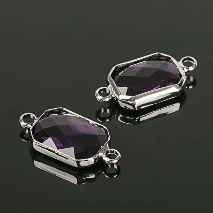 Коннектор (набор 4 шт), 10*14мм, цвет фиолетовый в серебре