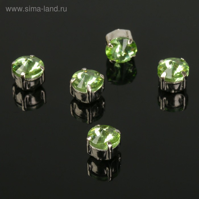 фото Стразы в цапах (набор 5 шт), 6*6мм, цвет светло-зеленый в серебре queen fair