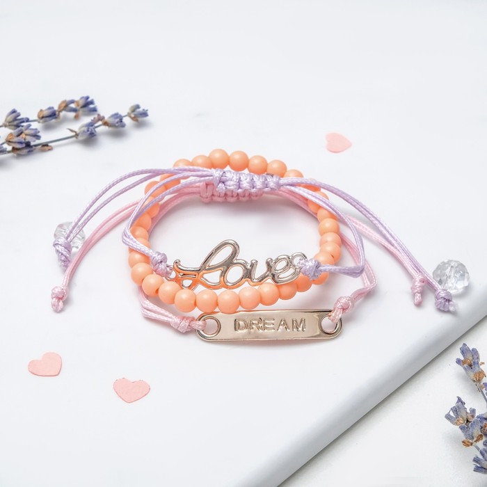 Браслеты ассорти "Настроение" мечта о любви, (набор 3 штуки), цветной