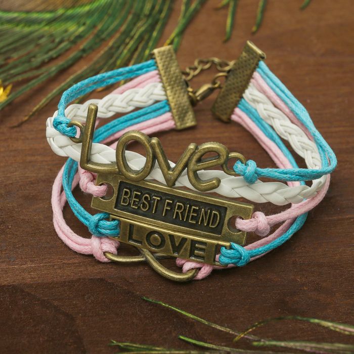 Браслет кожа "Магия знаков" best friend, 5 нитей, цветной