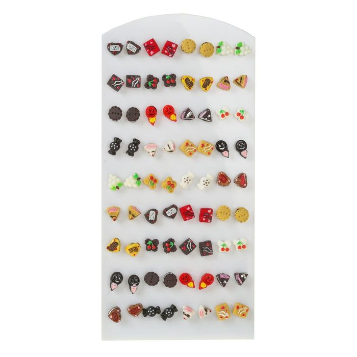 Пусеты 36 пар "Сладости", цвет МИКС