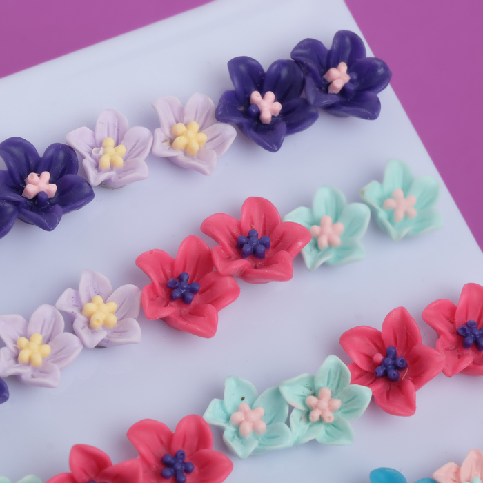 Пусеты 36 пар "Цветы", цвет МИКС