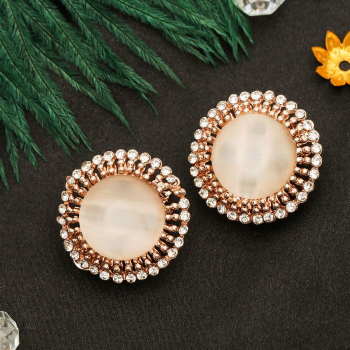 Клипсы "Круг" сияние, цвет белый в серебре