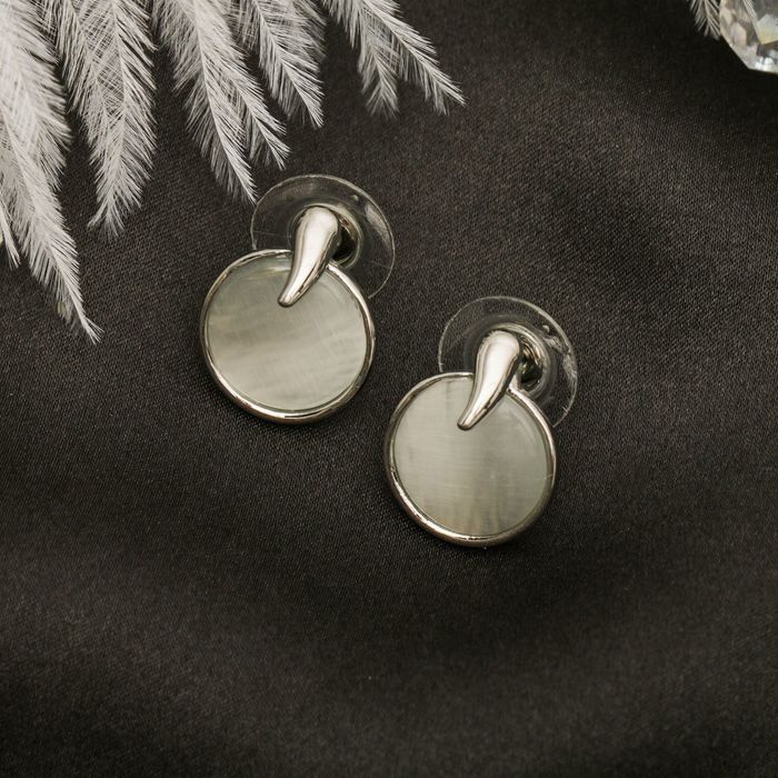 Серьги "Круг" мини, цвет белый в серебре