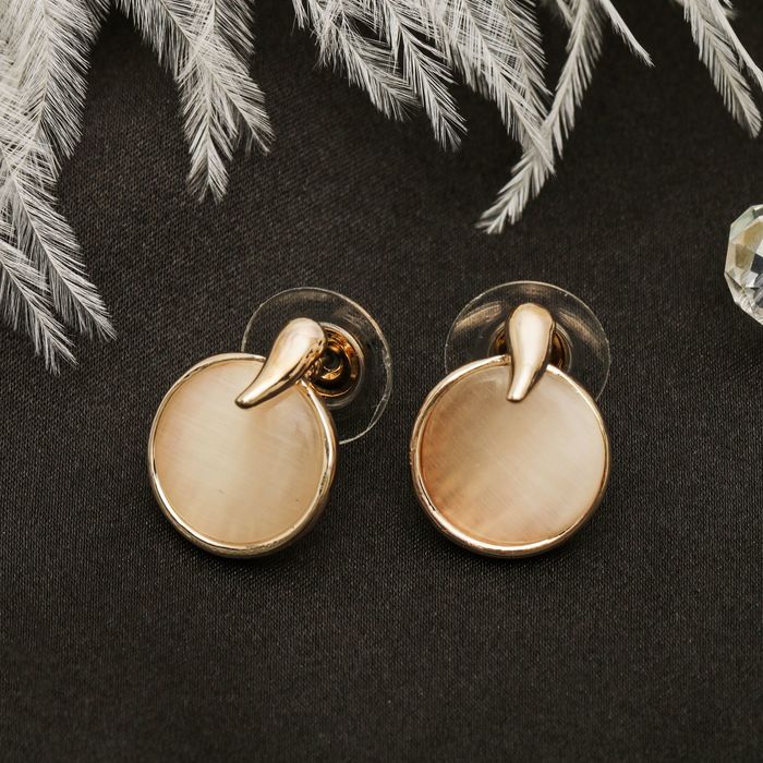 Серьги "Круг" мини, цвет белый в розовом золоте