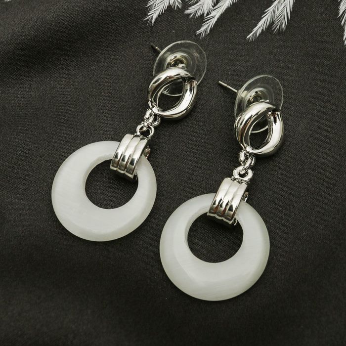 Серьги "Круг" преображение, цвет белый в серебре