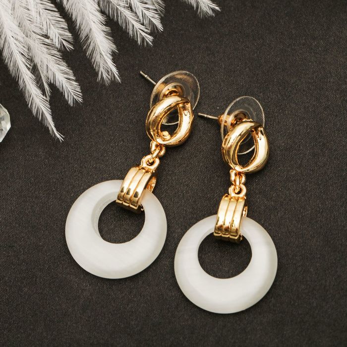 Серьги "Круг" преображение, цвет белый в золоте