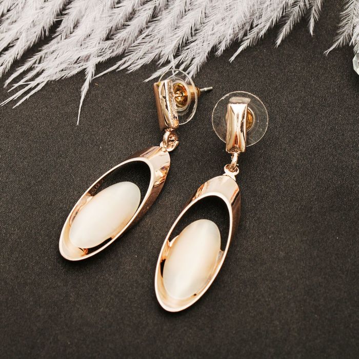 Серьги "Овал" преображение, цвет белый в розовом золоте