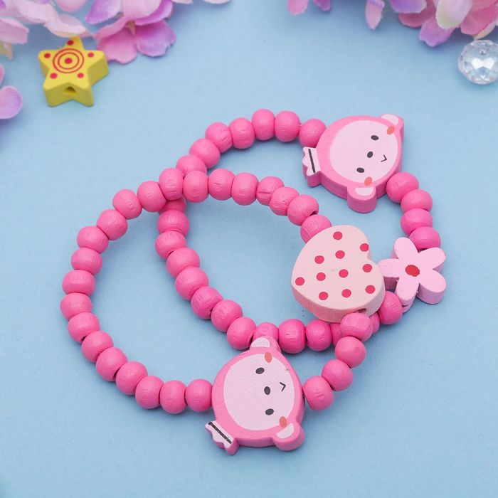 Браслет детский "Выбражулька" 2 нити, принцесска веселая, цвет розовый