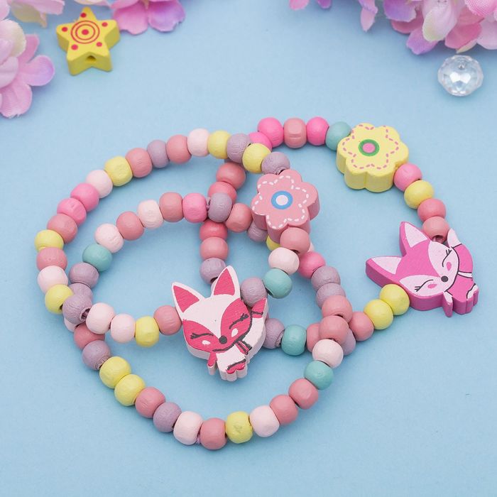 Браслет детский "Выбражулька" 3 нити, лисичка, цвет микс