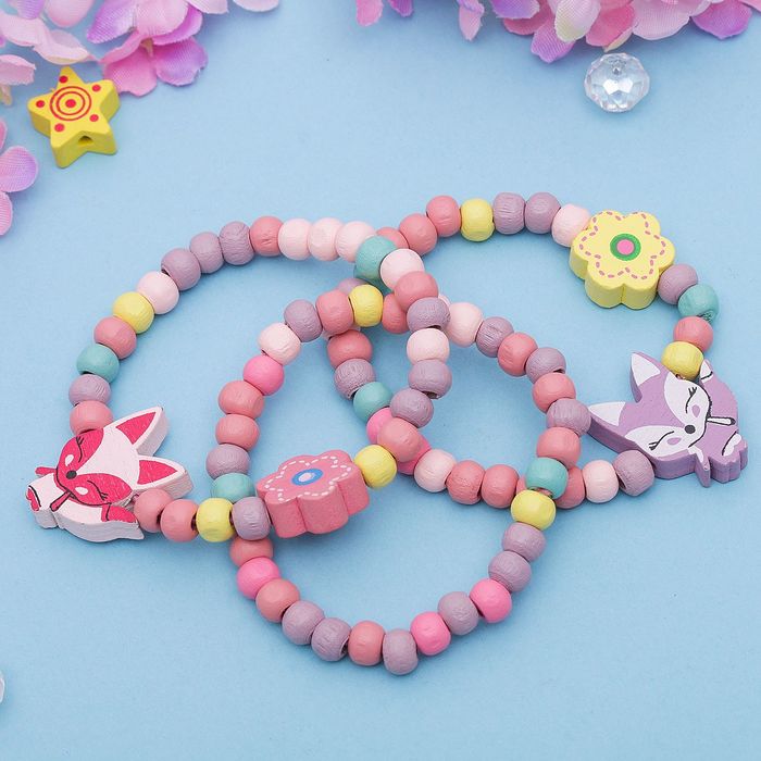 Браслет детский "Выбражулька" 3 нити, лисичка, цвет микс