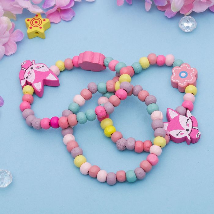 Браслет детский "Выбражулька" 3 нити, лисичка, цвет микс