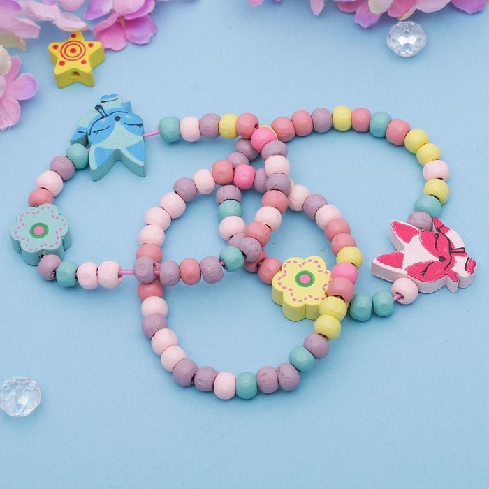 Браслет детский "Выбражулька" 3 нити, лисичка, цвет микс