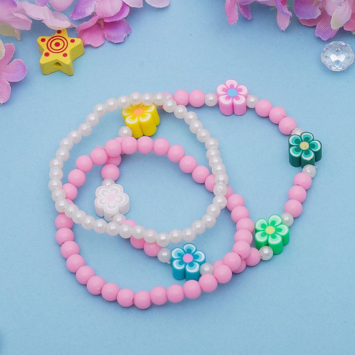 Браслет детский "Выбражулька" 3 нити, незабудки, цвет микс