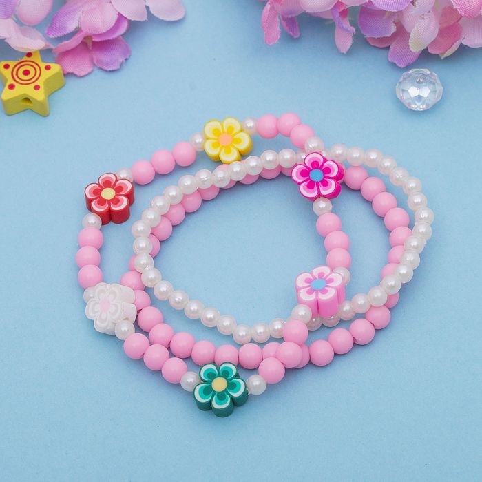 Браслет детский "Выбражулька" 3 нити, незабудки, цвет микс