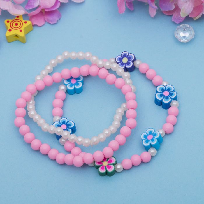 Браслет детский "Выбражулька" 3 нити, незабудки, цвет микс