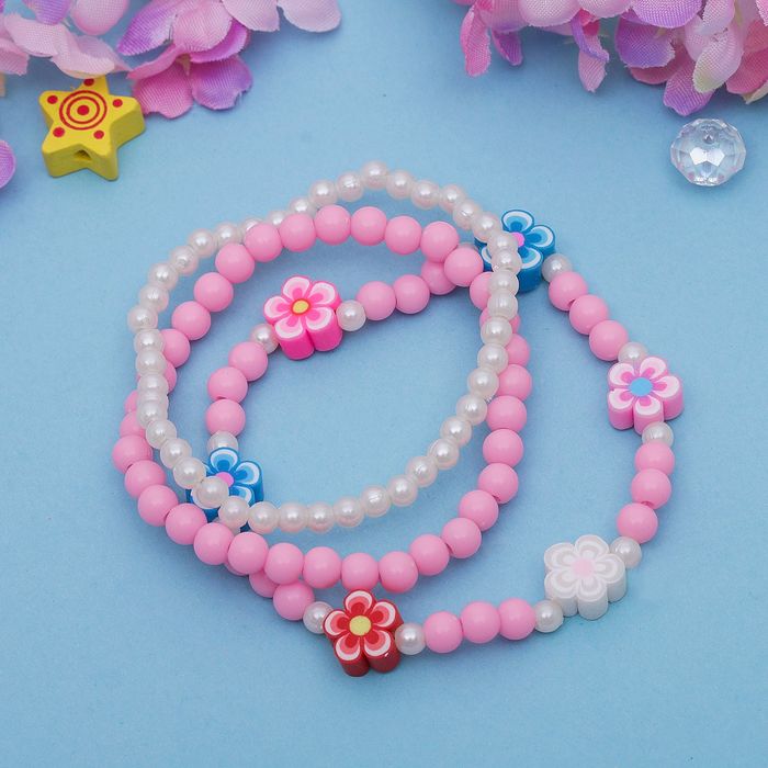 Браслет детский "Выбражулька" 3 нити, незабудки, цвет микс