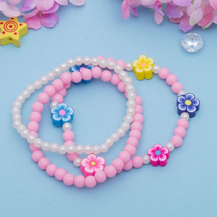 Браслет детский "Выбражулька" 3 нити, незабудки, цвет микс