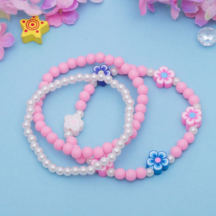 Браслет детский "Выбражулька" 3 нити, незабудки, цвет микс