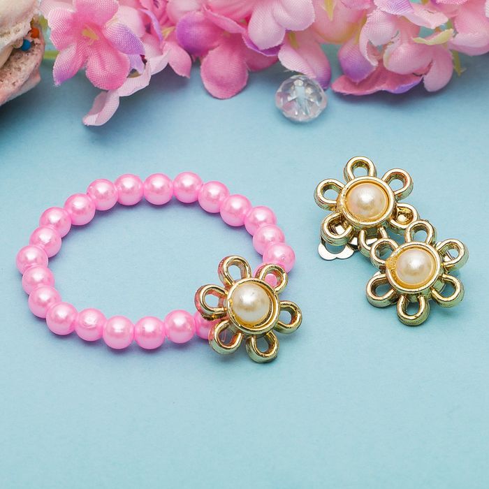 Набор детский "Выбражулька" 2 предмета: клипсы, браслет, шестицветик, цвет МИКС