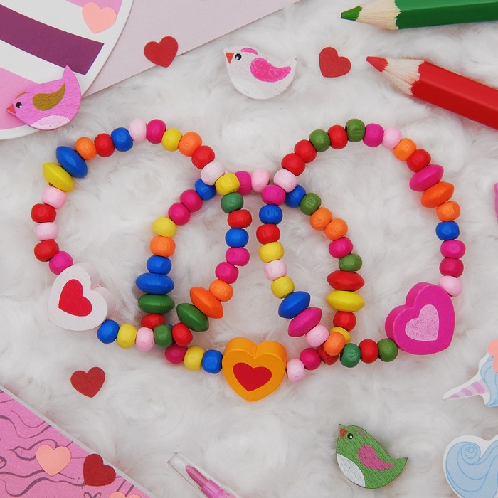 Браслет детский "Выбражулька" сердце на радуге, цвет микс