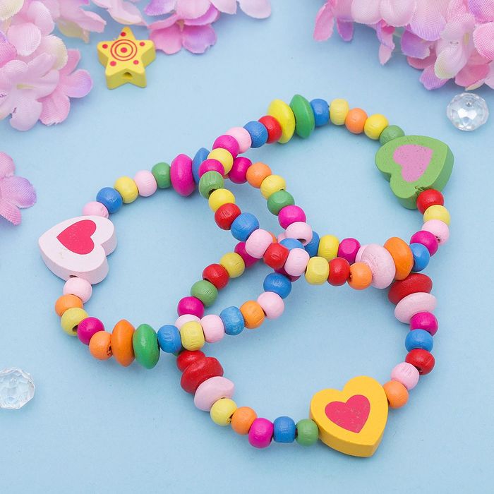 Браслет детский "Выбражулька" сердце на радуге, цвет микс