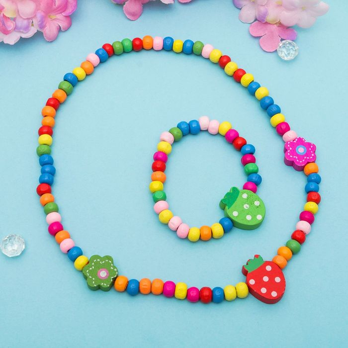 Набор детский "Выбражулька" 2 предмета: бусы, браслет, летний, цвет микс