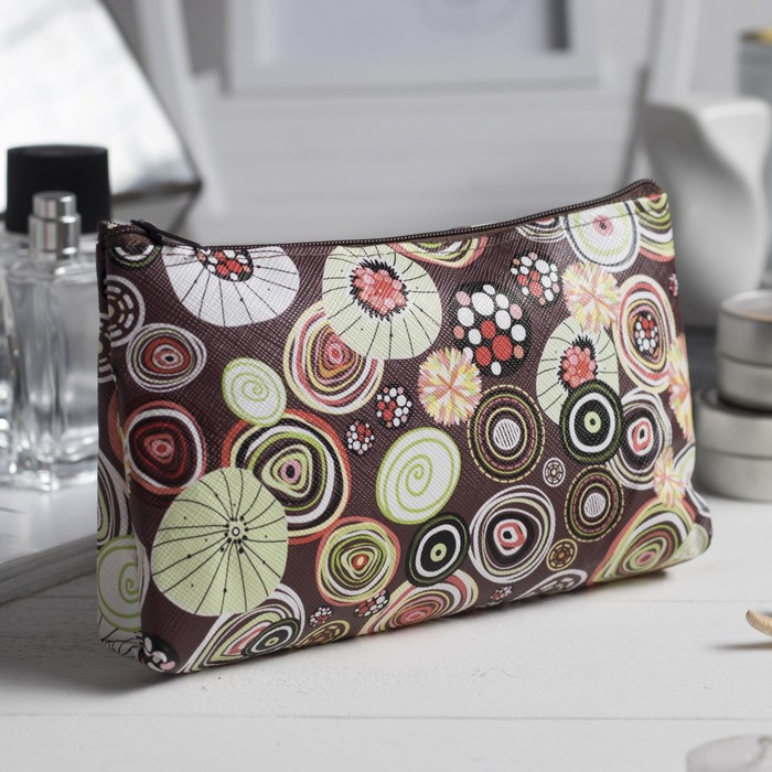 Косметичка простая на молнии "Феерия", 1 отдел, цвет коричневый