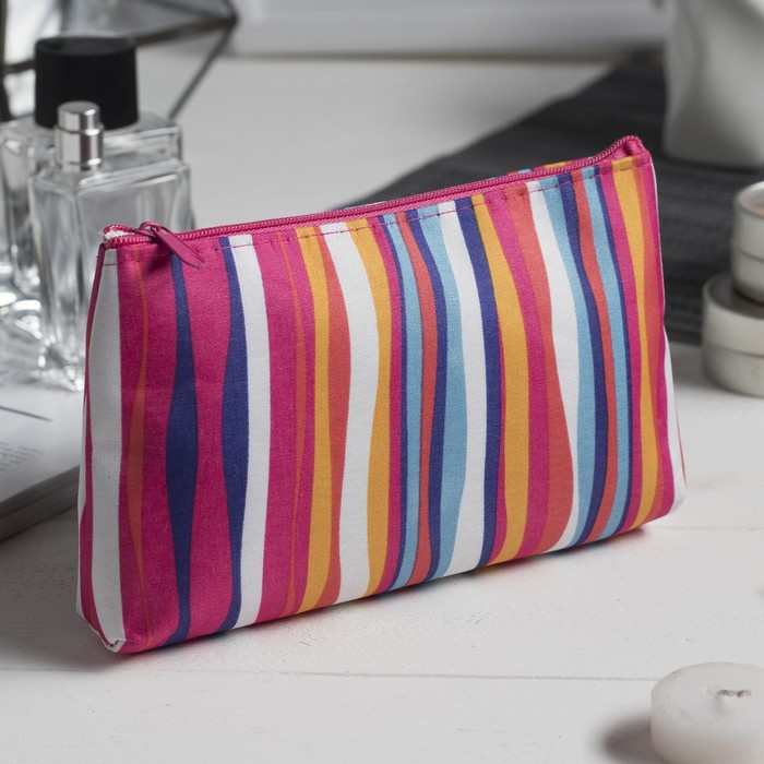 Косметичка простая «Волны» , отдел на молнии, цвет красный