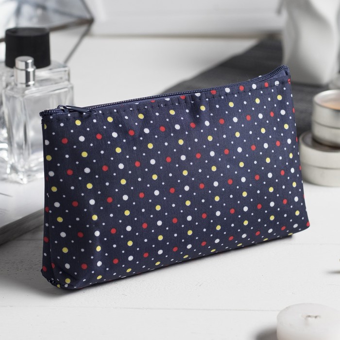 Косметичка простая «Горох», отдел на молнии, цвет синий