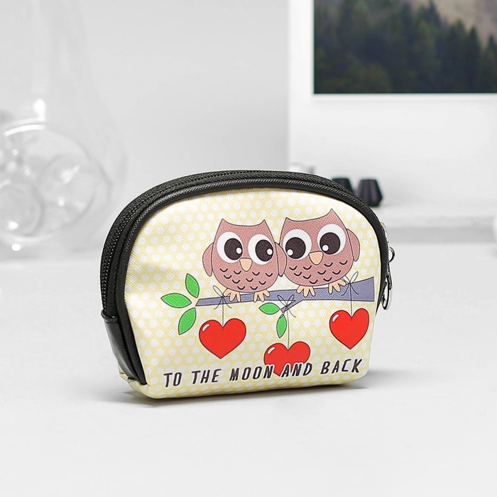 Косметички набор 2 в 1 «Совы», отдел на молнии, с ручкой, цвет чёрный
