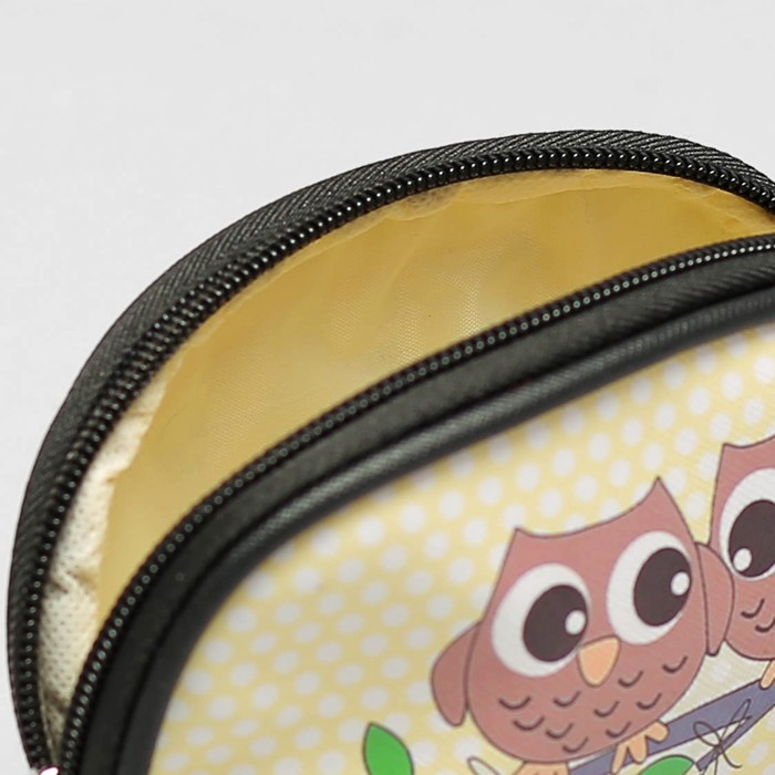 Косметички набор 2 в 1 «Совы», отдел на молнии, с ручкой, цвет чёрный